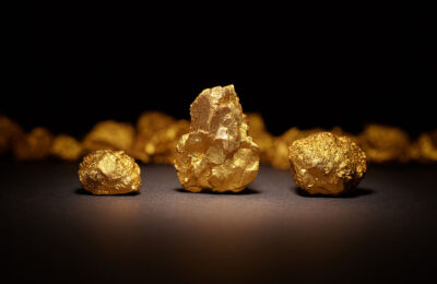 Closeup of big gold nuggets, finance concept